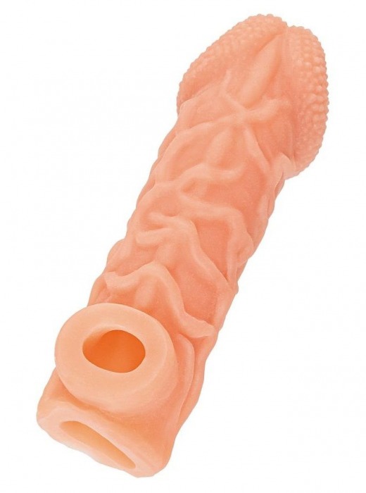 Телесная закрытая насадка с венками Cock Sleeve Size L - 17,6 см. - KOKOS - в Архангельске купить с доставкой