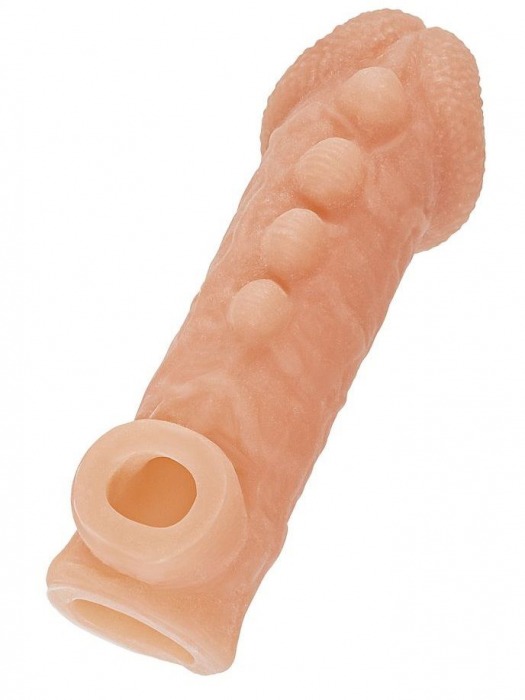 Телесная закрытая насадка с шишечками Cock Sleeve Size M - 15,6 см. - KOKOS - в Архангельске купить с доставкой