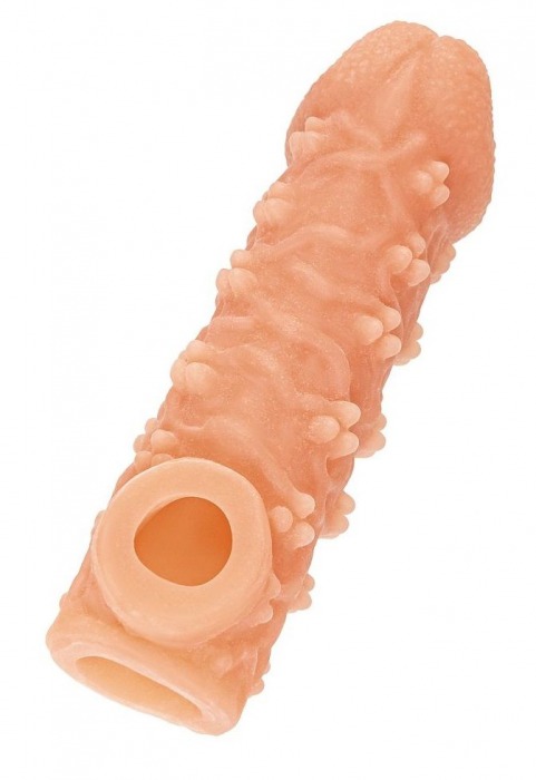 Телесная закрытая насадка с пучками шишечек Cock Sleeve Size M - 15,6 см. - KOKOS - в Архангельске купить с доставкой
