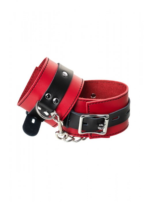 Красно-черные оковы на ноги из кожи - ToyFa - купить с доставкой в Архангельске