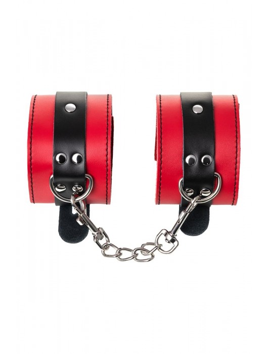 Красно-черные оковы на ноги из кожи - ToyFa - купить с доставкой в Архангельске