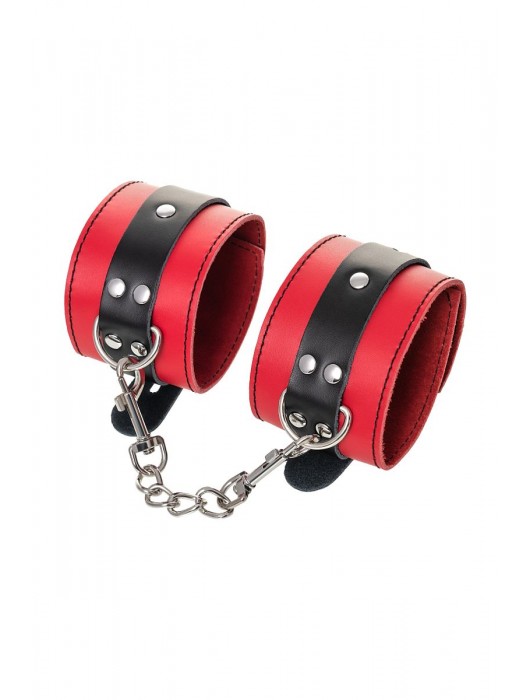 Красно-черные оковы на ноги из кожи - ToyFa - купить с доставкой в Архангельске