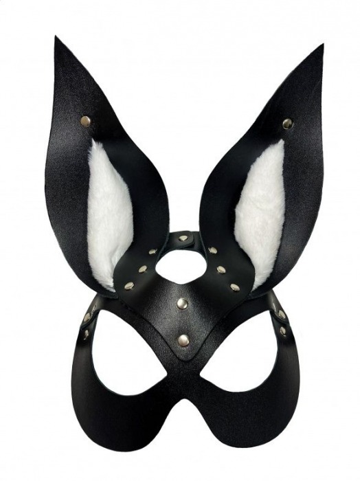 Черная маска зайки с белым мехом на ушках Miss Bunny - БДСМ Арсенал - купить с доставкой в Архангельске