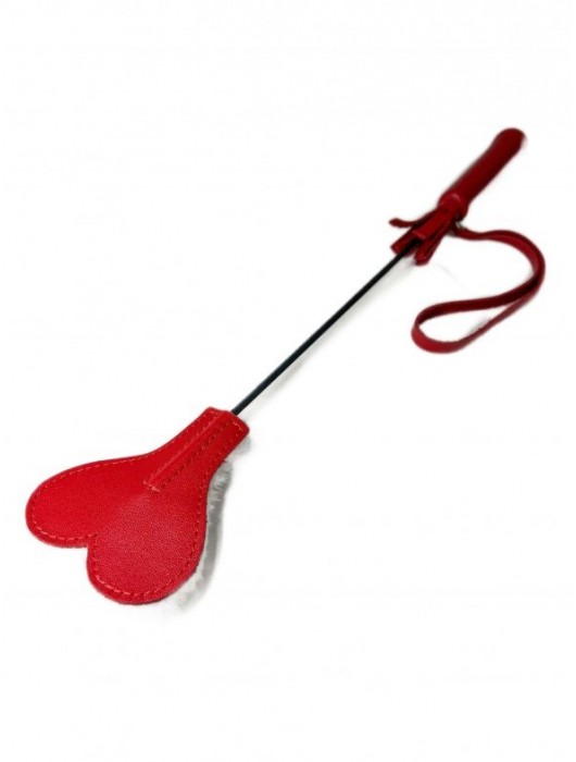 Красно-белый кожаный мини-стек - 36 см. - БДСМ Арсенал - купить с доставкой в Архангельске