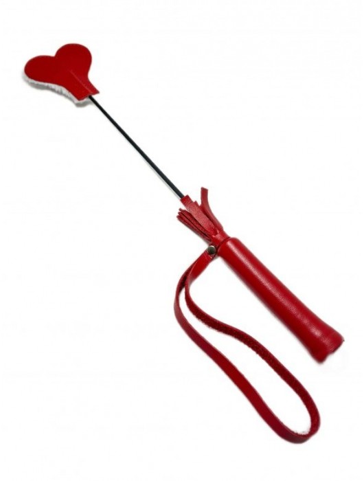 Красно-белый кожаный мини-стек - 36 см. - БДСМ Арсенал - купить с доставкой в Архангельске