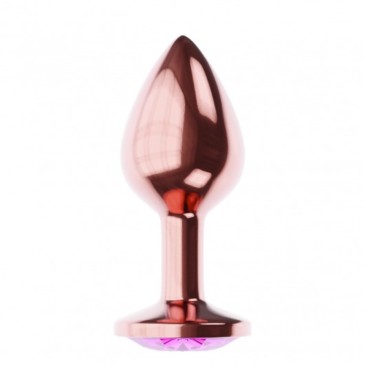 Пробка цвета розового золота с лиловым кристаллом Diamond Quartz Shine L - 8,3 см. - Lola Games - купить с доставкой в Архангельске