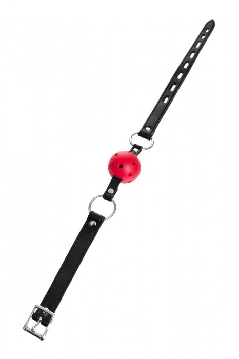 Красный кляп-шар на черных ремешках - ToyFa - купить с доставкой в Архангельске