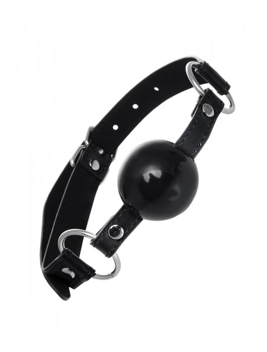 Черный кляп-шар на кожаных ремешках Anonymo - ToyFa - купить с доставкой в Архангельске