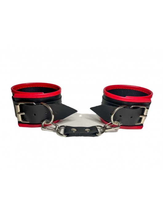 Черно-красные наручники из эко-кожи - БДСМ Арсенал - купить с доставкой в Архангельске