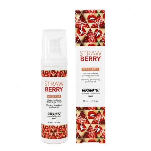 Разогревающее массажное масло  с ароматом клубники Gourmet Strawberry - 50 мл. - Exsens - купить с доставкой в Архангельске