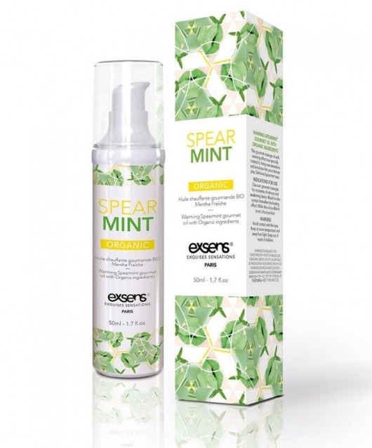 Разогревающее массажное масло Gourmet Spearmint Organic с органическими ингредиентами - 50 мл. - Exsens - купить с доставкой в Архангельске