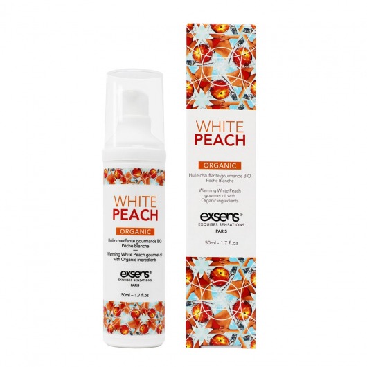 Разогревающее массажное масло Gourmet White Peach Organic с органическими ингредиентами - 50 мл. - Exsens - купить с доставкой в Архангельске