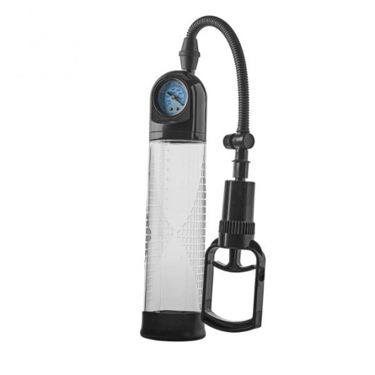 Прозрачная вакуумная помпа с манометром Deluxe Penis Pump - Dream Toys - в Архангельске купить с доставкой