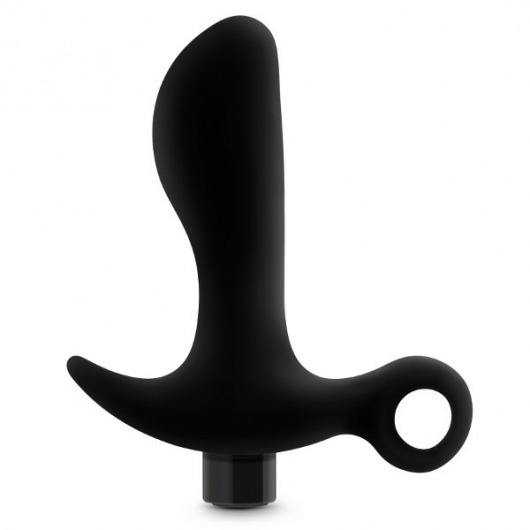 Черный анальный вибратор Silicone Vibrating Prostate Massager 01 - 10,8 см. - Blush Novelties - в Архангельске купить с доставкой