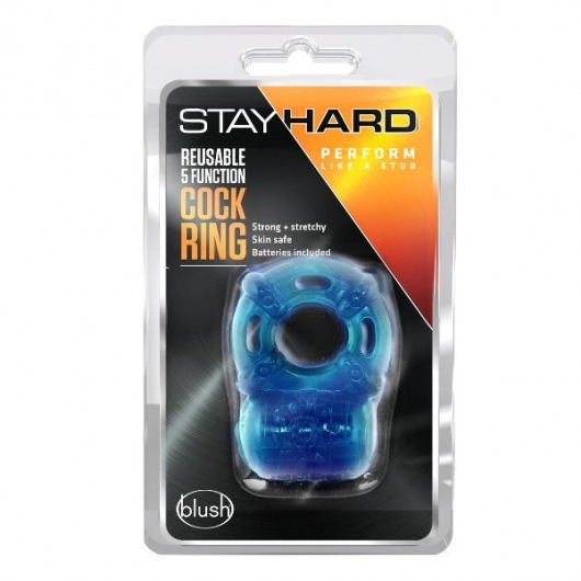 Голубое эрекционное виброкольцо Reusable 5 Function Cock Ring - Blush Novelties - в Архангельске купить с доставкой