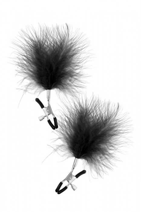 Зажимы на соски с черными пуховыми кисточками Sweet Caress Feather Nipple Clumps - Sweet Caress - купить с доставкой в Архангельске