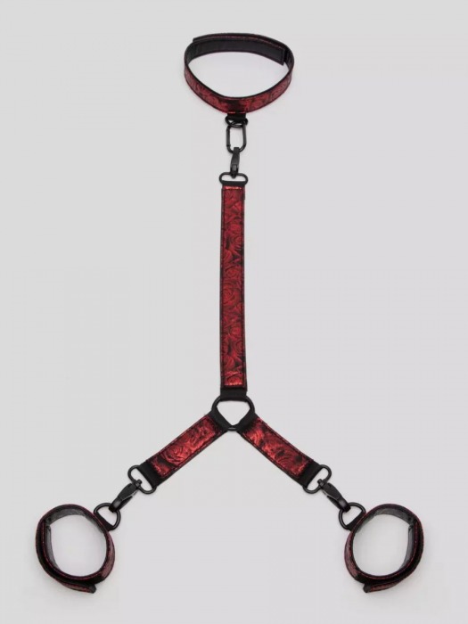 Ошейник с наручниками Reversible Faux Leather Collar and Wrist - Fifty Shades of Grey - купить с доставкой в Архангельске