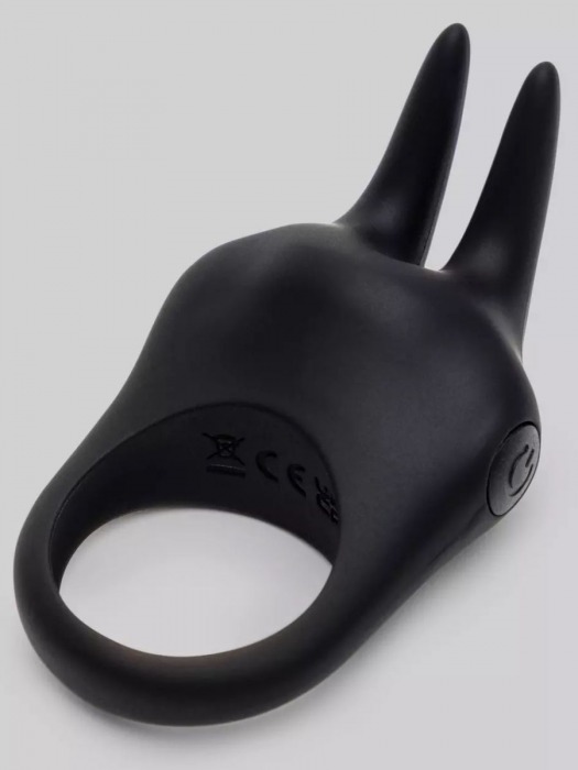 Черное эрекционное виброкольцо Sensation Rechargeable Vibrating Rabbit Love Ring - Fifty Shades of Grey - в Архангельске купить с доставкой