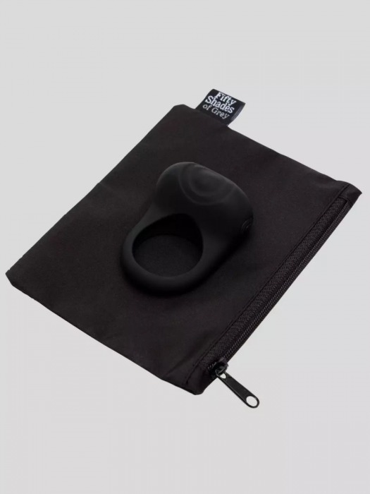 Черное эрекционное виброкольцо Sensation Rechargeable Vibrating Love Ring - Fifty Shades of Grey - в Архангельске купить с доставкой