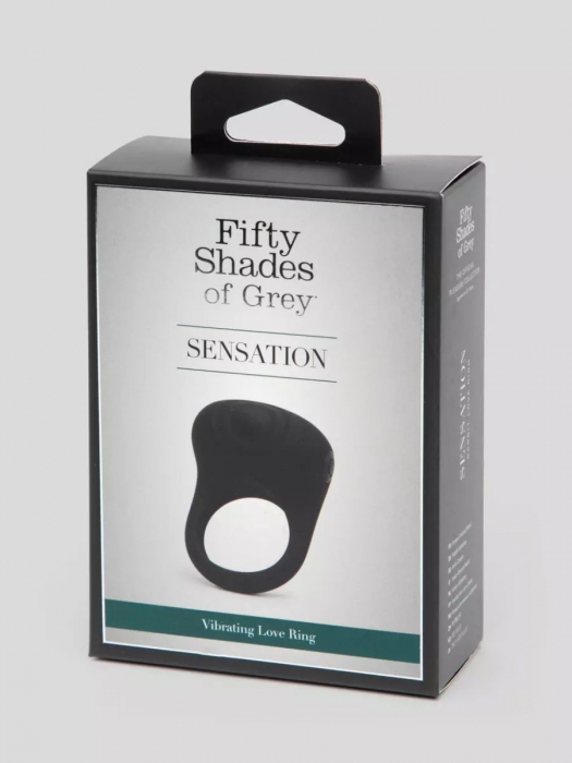 Черное эрекционное виброкольцо Sensation Rechargeable Vibrating Love Ring - Fifty Shades of Grey - в Архангельске купить с доставкой