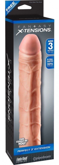Телесная удлиняющая насадка Perfect 3 Extension - 22 см. - Pipedream - в Архангельске купить с доставкой