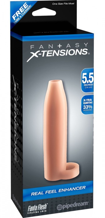 Насадка-расширитель с кольцом для подхвата мошонки Real Feel Enhancer - 14 см. - Pipedream - в Архангельске купить с доставкой