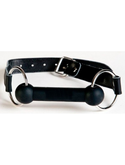 Чёрный кляп-трензель на кожаных ремешках - ToyFa - купить с доставкой в Архангельске