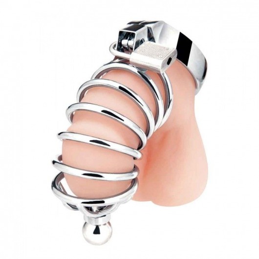 Серебристая клетка для члена Urethral Play Cage - BlueLine - купить с доставкой в Архангельске