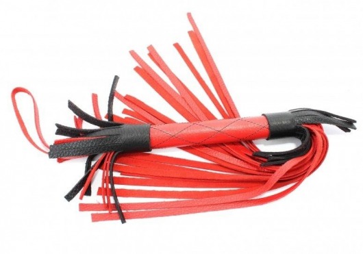 Красно-черная кожаная плётка - 51 см. - БДСМ Арсенал - купить с доставкой в Архангельске