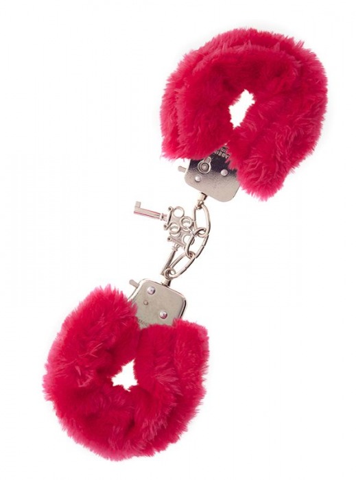 Металлические наручники с красной меховой опушкой METAL HANDCUFF WITH PLUSH RED - Dream Toys - купить с доставкой в Архангельске