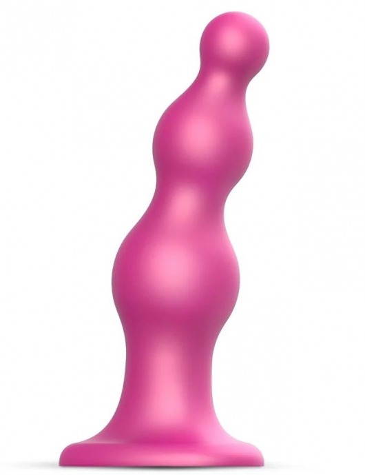 Розовая насадка Strap-On-Me Dildo Plug Beads size S - Strap-on-me - купить с доставкой в Архангельске