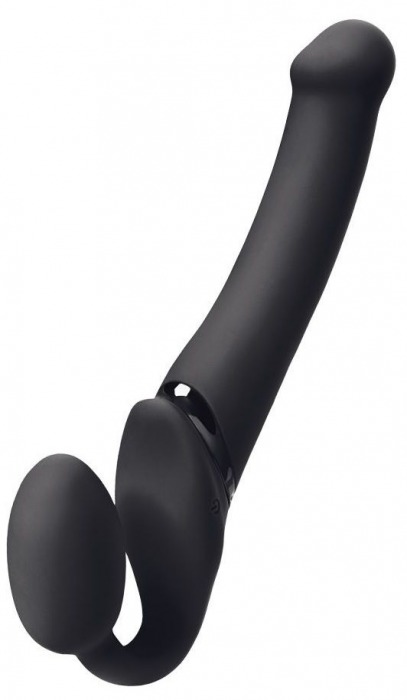 Черный безремневой вибрострапон Silicone Bendable Strap-On - size XL - Strap-on-me - купить с доставкой в Архангельске