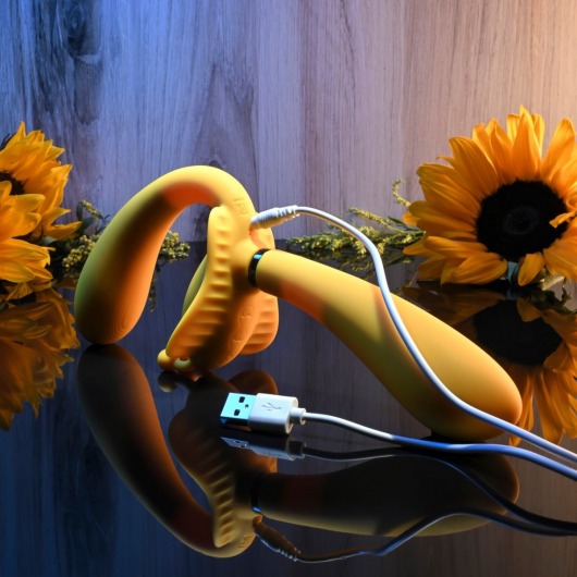 Желтый безремневой вибрострапон The Monarch - 23 см. - Evolved - купить с доставкой в Архангельске