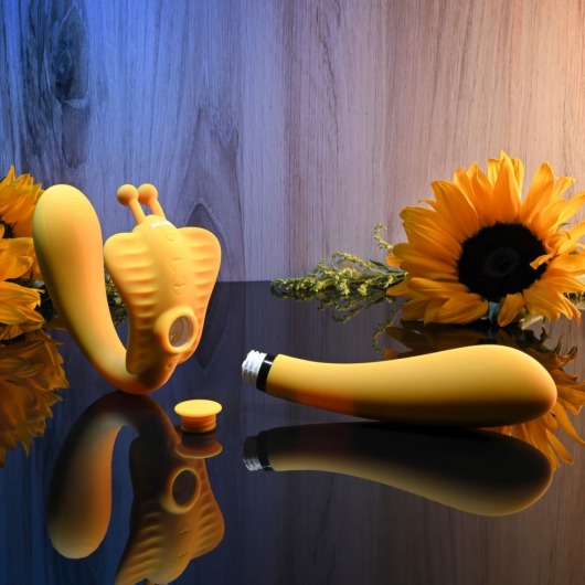 Желтый безремневой вибрострапон The Monarch - 23 см. - Evolved - купить с доставкой в Архангельске