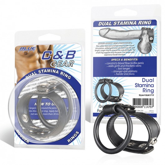 Двойное кольцо выносливости на пенис DUAL STAMINA RING - BlueLine - в Архангельске купить с доставкой
