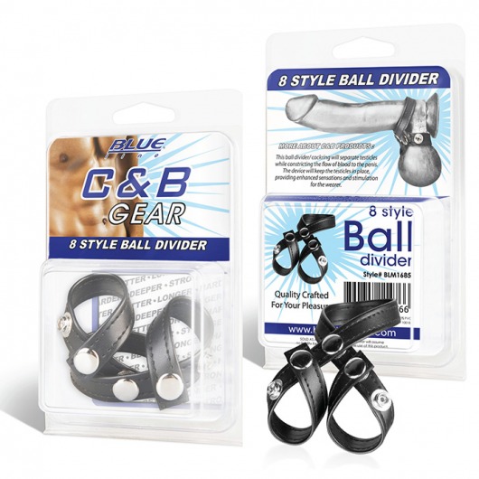 Разделитель мошонки из искусственной кожи на клепках 8 STYLE BALL DIVIDER - BlueLine - купить с доставкой в Архангельске