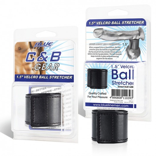 Хомут-утяжка для мошонки из искусственной кожи на липучке VELCRO BALL STRETCHER- 4 см. - BlueLine - в Архангельске купить с доставкой
