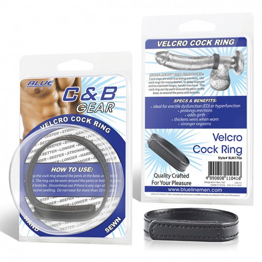 Кольцо на пенис из искусственной кожи на липучке VELCRO COCK RING - 5 см. - BlueLine - в Архангельске купить с доставкой