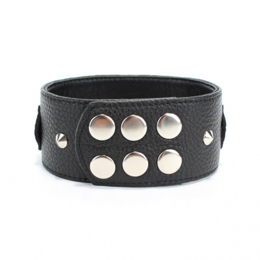 Черный кожаный ошейник с короткими шипами - БДСМ Арсенал - купить с доставкой в Архангельске