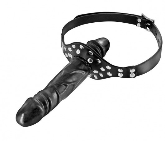 Черный кляп-фаллоимитатор Double Penis Gag - Fetish Tentation - купить с доставкой в Архангельске