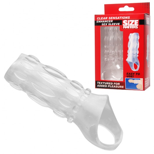 Насадка на пенис с кольцом для мошонки Clear Sensations Enhancer Sex Sleeve - 11,5 см. - XR Brands - в Архангельске купить с доставкой