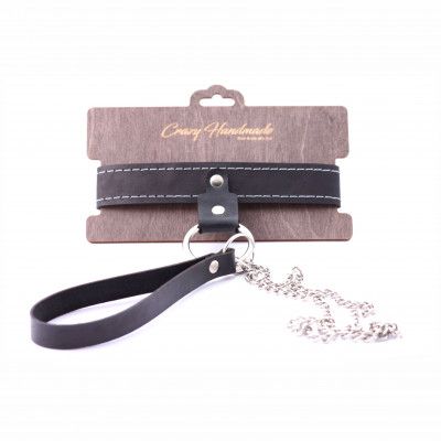 Узкий однослойный ошейник с поводком - Crazy Handmade - купить с доставкой в Архангельске