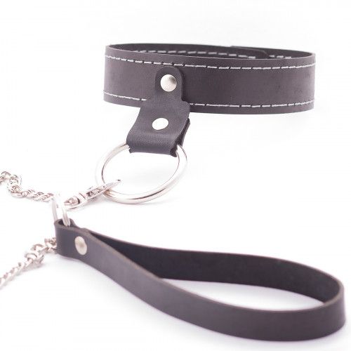 Узкий однослойный ошейник с поводком - Crazy Handmade - купить с доставкой в Архангельске