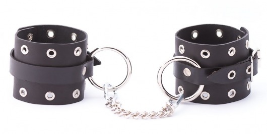 Черные кожаные оковы с люверсами - Crazy Handmade - купить с доставкой в Архангельске