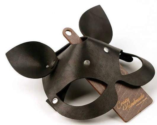 Черная кожаная маска  Кошка  с маленькими ушками - Crazy Handmade - купить с доставкой в Архангельске