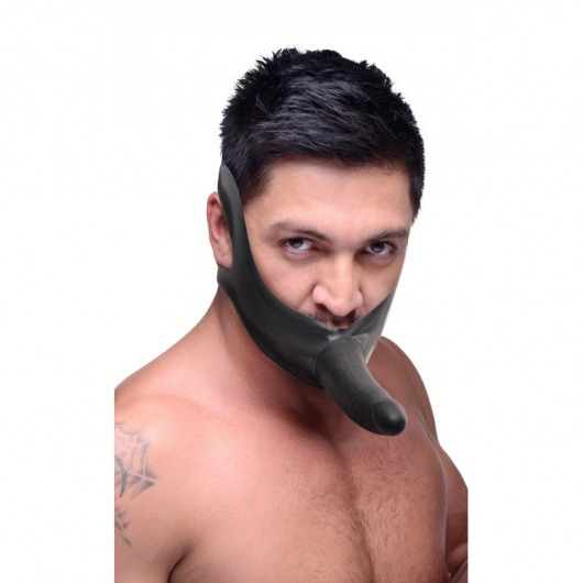 Черный кляп-страпон Masters Mini Face Fuck Strap-On - 14 см. - XR Brands - купить с доставкой в Архангельске