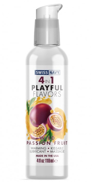 Массажный гель 4-в-1 Wild Passion Fruit с ароматом маракуйи - 118 мл. - Swiss navy - купить с доставкой в Архангельске