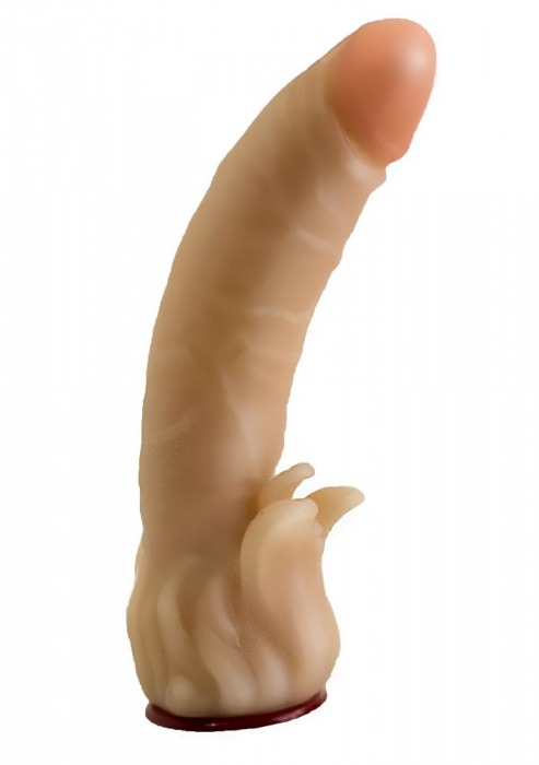Телесная гелевая насадка-фаллос с клиторальными лепестками - 18,5 см. - LOVETOY (А-Полимер) - купить с доставкой в Архангельске