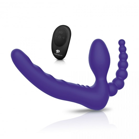 Фиолетовый безремневой страпон с пультом ДУ 7’’ Remote Control Strapless - 24 см. - Pegasus - купить с доставкой в Архангельске