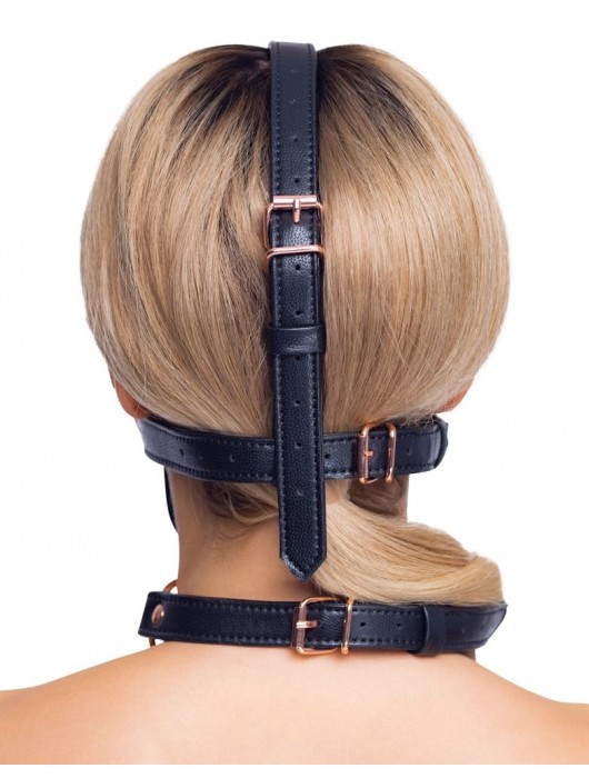 Черный намордник с кляпом-шаром Head Harness With A Gag - Orion - купить с доставкой в Архангельске